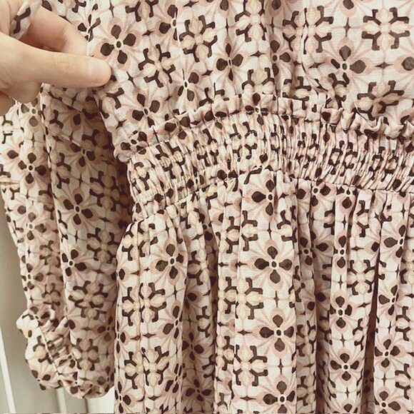 NWOT Misa Pink Tile Print Pullover Mini Dress Smocked Waist Size XS - Picture 5 of 12